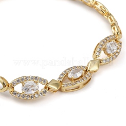 Cubic Zirconia Oval Link Chain Bracelet&nbsp;BJEW-Z069-01G-01