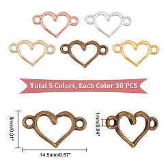 150Pcs 5 Colors Alloy Hollow Connector Charms&nbsp;HEAR-GA0001-01