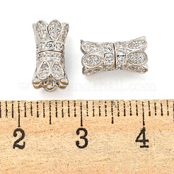ラインストーンの留め金が付いたスターリングシルバー925個  花  プラチナメッキ  11x6x6mm  穴：3mm&nbsp;STER-B005-39B-P