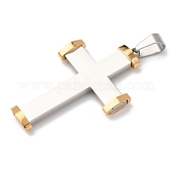 304ステンレスペンダント  クロス  PVD真空メッキ  長持ちメッキ  ゴールデン·ステンレス鋼色  47x30x5mm  穴：8.5x4.5mm&nbsp;STAS-P421-14A