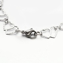 Tarnish Resistant 304 Stailess Steel Heart to Heart Link Chain Bracelets&nbsp;BJEW-N280-12P