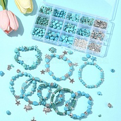 DIY ミックスシェイプ 合成ターコイズビーズ ブレスレット作成キット  8~18x21x3mm  穴：1~2mm&nbsp;DIY-FS0007-53