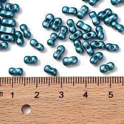 焼付塗装ガラスシードビーズ  メタリックカラー  ピーナッツ  スチールブルー  6x3.5x3mm  穴：1mm  約4500個/ポンド&nbsp;SEED-L011-12A-08