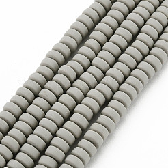 手作り樹脂粘土ビーズ連売り  ジュエリー工芸用品のDIY用  フラットラウンド  濃いグレー  6~7x3mm  穴：1.5mm  約113~116個/連  15.55インチ〜16.14インチ（39.5~41cm）&nbsp;CLAY-N008-008-201