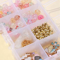 DIYキャンディーカラーブレスレット作りキット  アクリル＆ABSプラスチックビーズを含む  ライトニング ボルト & ハート & スター & さくら合金エナメル ペンダント  ミックスカラー  293個/箱&nbsp;DIY-FS0002-98