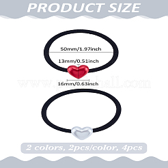 4個 2色 ABSプラスチックヘアタイ  ハート  弾性コード付き  ミックスカラー  3.5mm  内径：50mm  2個/カラー&nbsp;OHAR-LP0002-06