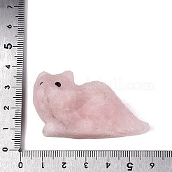 天然ローズクォーツ彫刻の猫の置物  ホームオフィスのデスクトップ装飾用オーナメント  27~31x51~56x24~31mm&nbsp;G-Q615-04F