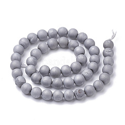 Electroplate Natural Druzy Geode Weathered Agate Beads Strands&nbsp;G-S284-8mm-07