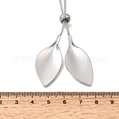 Adjustable 304 Stainless Steel Leaf Pendant Lariat Necklaces for Women&nbsp;SA-CBAB727-03P