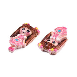 オペーク樹脂カボション  女の子  パールピンク  23x12.5x4mm&nbsp;CRES-N018-052