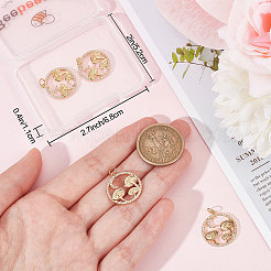 6Pcs Autumn Theme Brass Micro Pave Clear Cubic Zirconia Pendants&nbsp;KK-BBC0005-83