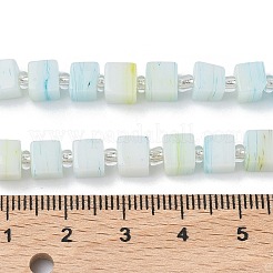 手作りランプワークビーズ  キューブ  ガラススペーサービーズ付き  ライトシアン  5.5~6x5.5~6x5.5~6mm  穴：0.8mm  約65個/連  15.94''（40.5センチメートル）&nbsp;LAMP-B022-01R
