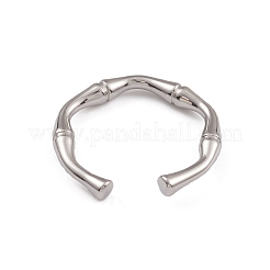 変色しない304ステンレススチール製竹ジョイントオープンカフリング女性用  ステンレス鋼色  内径：16.6mm&nbsp;RJEW-G285-09P