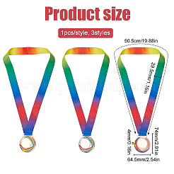 3Pcs 3 Colors Alloy Enamel Medal&nbsp;AJEW-FG0002-64