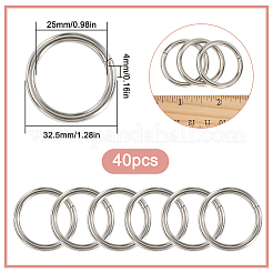 鉄製クイックリンクコネクター40個  丸いリング  プラチナ  32.5x4mm  内径：25mm&nbsp;FIND-SP0002-81A-P