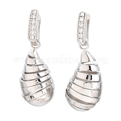 Brass Micro Pave Cubic Zirconia Dangle Hoop Earrings&nbsp;EJEW-G471-54P