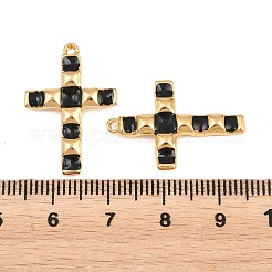 304ステンレススチールエナメルペンダント  クロスチャーム  イオンプレーティング（ip）  18KGP本金メッキ  ブラック  25.5x18x3.5mm  穴：1mm&nbsp;STAS-G398-21G-01