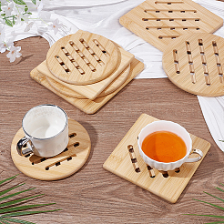 8Pcs 4 Styles Bamboo Cup Mats&nbsp;DJEW-GO0001-18