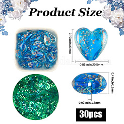 30Pcs Luminous Handmade Gold Sand Lampwork Beads&nbsp;FOIL-PA0001-02