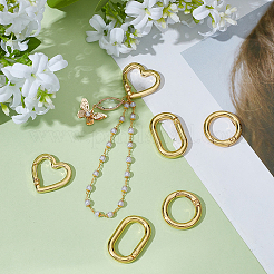 6Pcs 3 Styles Brass Spring Gate Rings&nbsp;KK-GA0002-11