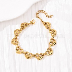 304 Stainless Steel Heart Link Chain Bracelets for Women&nbsp;BJEW-F536-19G
