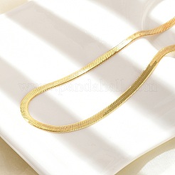 Brass Flat Snake Chain Necklaces&nbsp;NJEW-A042-02G-01