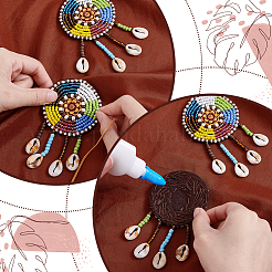 不織布刺繍ニードルフェルトとシェルシードビーズ布アップリケ2個  刺繍糸 アイロン/縫い付けパッチ  カラフル  125x60mm&nbsp;PATC-PH0001-39A