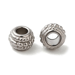 変色しない304ステンレススチールビーズ  大穴ビーズ  ロンデル  ステンレス鋼色  8x6.5mm  穴：4mm&nbsp;STAS-I203-41P
