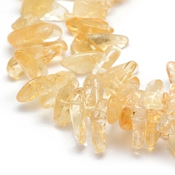 加熱された天然シトリンビーズ連売り  チップ  12~18x5~8mm  穴：1mm  15.3インチ（39cm）。&nbsp;G-K220-05