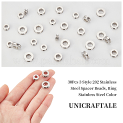 30Pcs 3 Style 202 Stainless Steel Spacer Beads&nbsp;STAS-UN0030-81