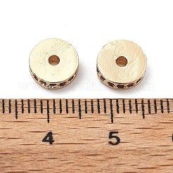 真鍮製マイクロパヴェキュービックジルコニアビーズ  長持ちメッキ  ラックめっき  フラットラウンド  ライトゴールド  8x2.5mm  穴：1.6mm&nbsp;KK-R216-15KCG-04