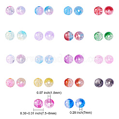 450個18色グラデーションカラー透明クラックルアクリルビーズ  ラウンド  ミックスカラー  7.5~8x7mm  穴：1.8mm  25個/カラー&nbsp;MACR-CJ0001-15