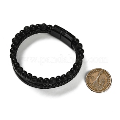 Natural Lava Rock & Glass Round Beaded Bracelets&nbsp;BJEW-G732-01A