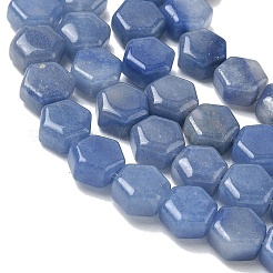 天然ブルーアベンチュリン（染色・加熱）ビーズ連売り  六角  8x8.5~9x5mm  穴：0.8mm  約47~48個/連  15.16~15.35''（38.5~39センチメートル）&nbsp;G-G463-A03-8x9mm