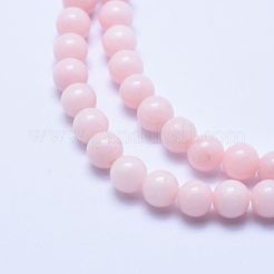 天然石馬山ジェイドビーズ連売り  染め  ラウンド  ピンク  6mm  穴：1mm  約66個/連  16インチ&nbsp;X-DJAD-6D-02