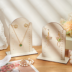 木製のイヤリングディスプレイスタンド  フローラルホワイト  13x6x16cm&nbsp;EDIS-WH0016-064C