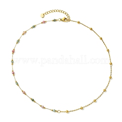 Natural & Synthetic Mixed Gemstone Faceted Round Beads Handmade Link Chain Necklaces with 316 Stainless Steel Chains&nbsp;NJEW-JN06059