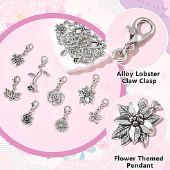 チベットスタイルの合金のペンダントの装飾  花  亜鉛合金カニカン付き  プラチナ  31~48mm&nbsp;HJEW-YW00571