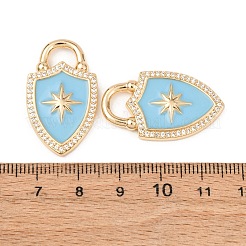 Brass Micro Pave Clear Cubic Zirconia Enamel Pendants&nbsp;KK-G543-11G-02