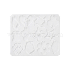 シリコンモールドペンダント  エポキシ樹脂工芸品作り  ハートと花と足跡  ホワイト  155x126mm  穴：2~9mm  内径：34~47x20~41mm&nbsp;LS-SIMO-S002-03C