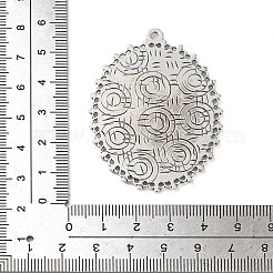 Tibetan Style Antique Silver Alloy Flat Oval Pendant Cabochon Settings&nbsp;TIBEP-M022-40AS