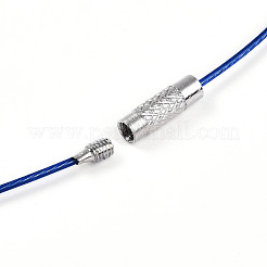 鋼線のブレスレットコードDIYのジュエリー作り  真鍮製ネジ式クラスプ付き  ミッドナイトブルー  225x1mm&nbsp;TWIR-R004-08