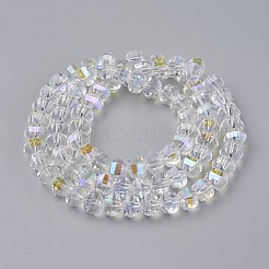 電気メッキガラスビーズセット  多面カット  ロンデル  ABカラーメッキ  クリアAB  8x6mm  穴：1.2mm  約78~79個/連  18.9インチ（48cm）&nbsp;EGLA-L012-A-AB01