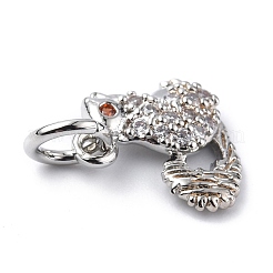 Brass Micro Pave Cubic Zirconia Charms&nbsp;ZIRC-F131-11P