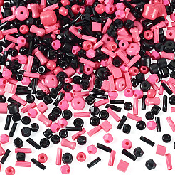 ガラスシードビーズ50g  混合図形  混合スタイル  濃いピンク  2.5~12.5x2~8x2~8mm  穴：0.7~1.5mm&nbsp;SEED-TA0001-67A