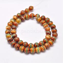 Tibetan Style Striped Pattern dZi Beads Strands&nbsp;G-P229-B-02-8mm