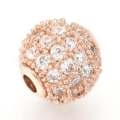 Brass Micro Pave Cubic Zirconia Beads&nbsp;ZIRC-Q013-10mm-142RG