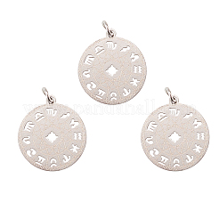 ステンレスペンダント201個  星座とフラットラウンド  ステンレス鋼色  22.5x19.5x1mm  穴：3mm&nbsp;STAS-CJ0005-06