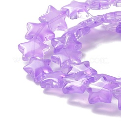 透明なガラスビーズ連  スター  蘭  10x10x4mm  穴：0.8mm  約40個/連  13.39~14.17インチ（34~36cm）&nbsp;GLAA-K057-01F
