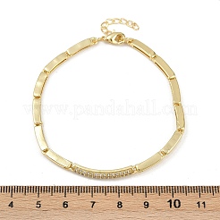 Brass Micro Pave Clear Cubic Zirconia Link Bracelets for Women&nbsp;BJEW-F504-12G